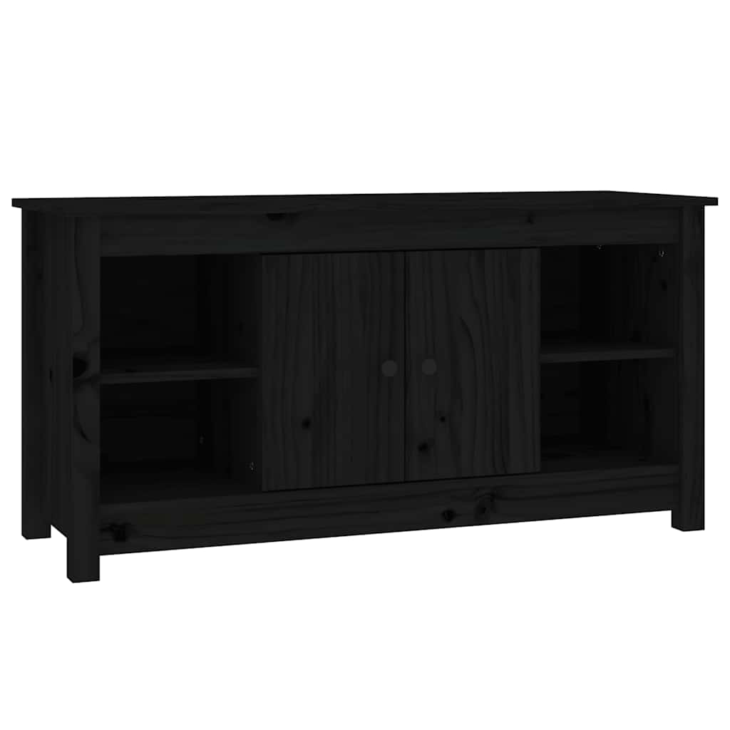 TV-Schrank Schwarz 103x36,5x52 cm Massivholz Kiefer