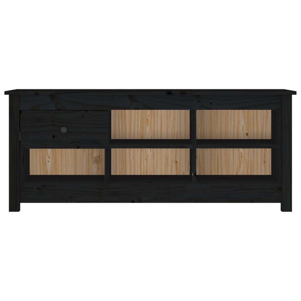 Schuhschrank Schwarz 110x38x45,5 cm Massivholz Kiefer