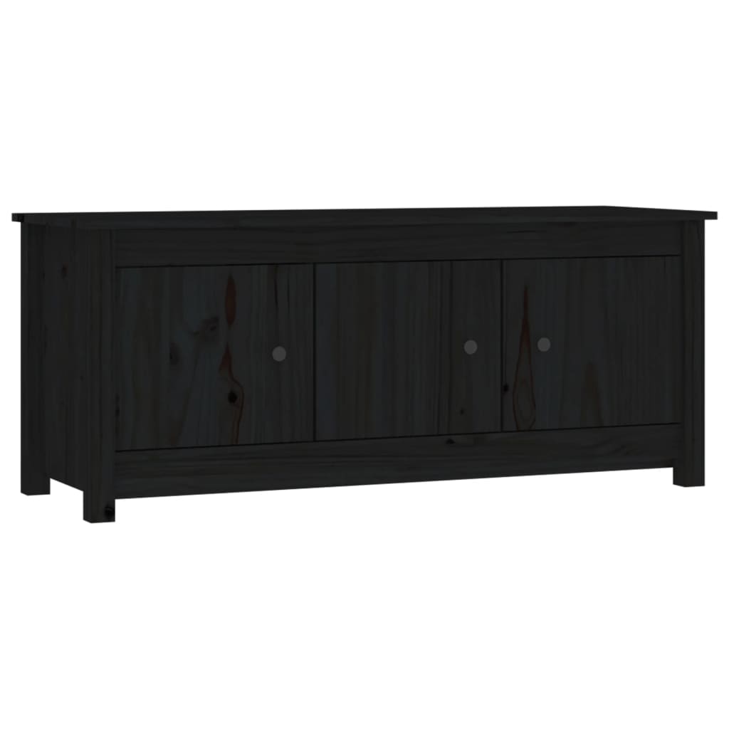 Schuhschrank Schwarz 110x38x45,5 cm Massivholz Kiefer