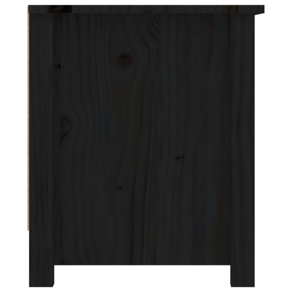 Schuhschrank Schwarz 110x38x45,5 cm Massivholz Kiefer
