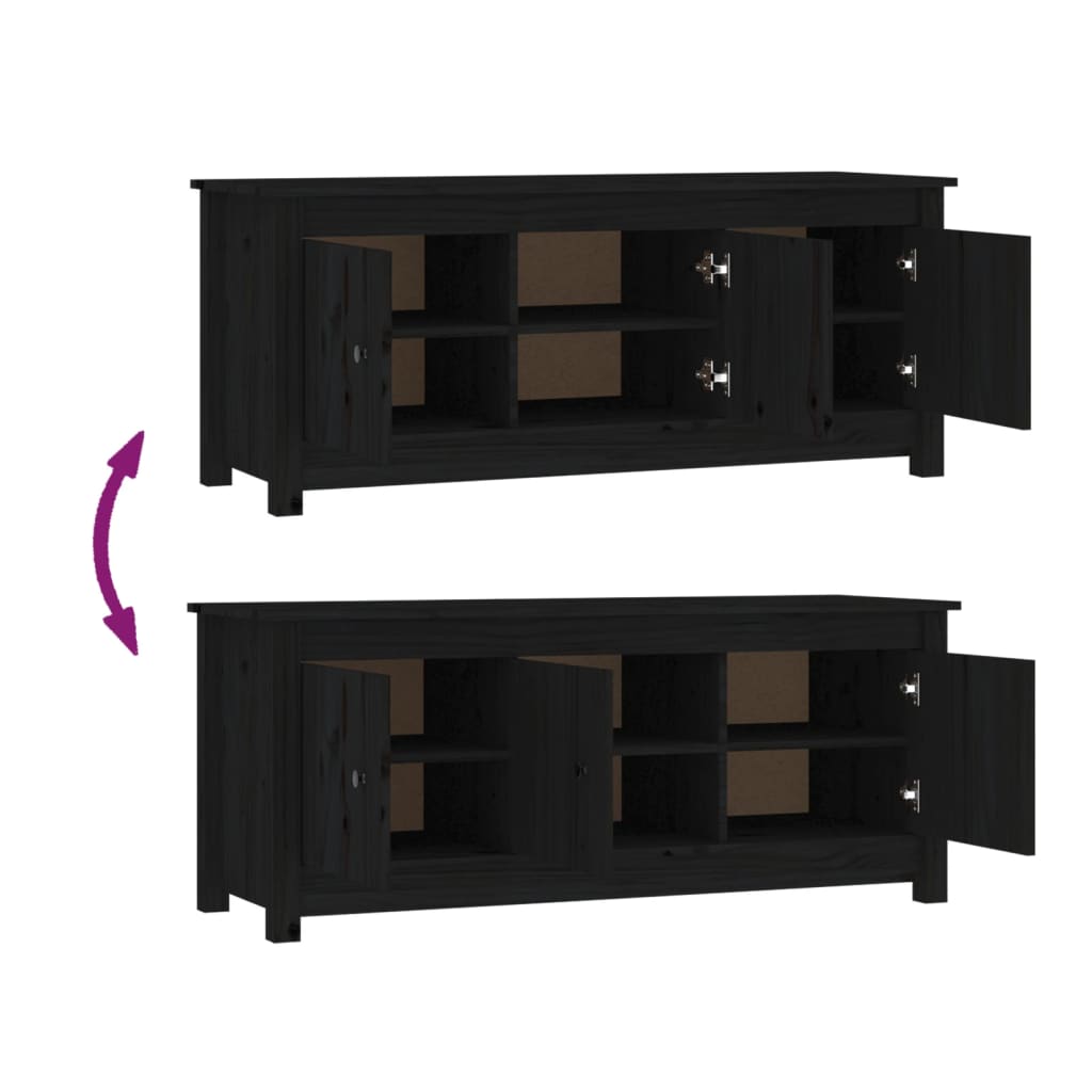Schuhschrank Schwarz 110x38x45,5 cm Massivholz Kiefer