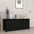 Schuhschrank Schwarz 110x38x45,5 cm Massivholz Kiefer