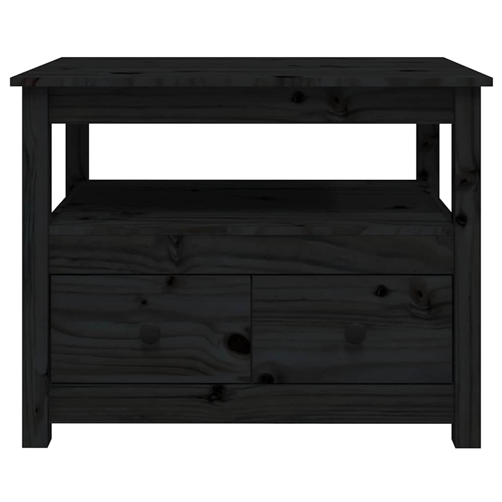 Couchtisch Schwarz 71x49x55 cm Massivholz Kiefer