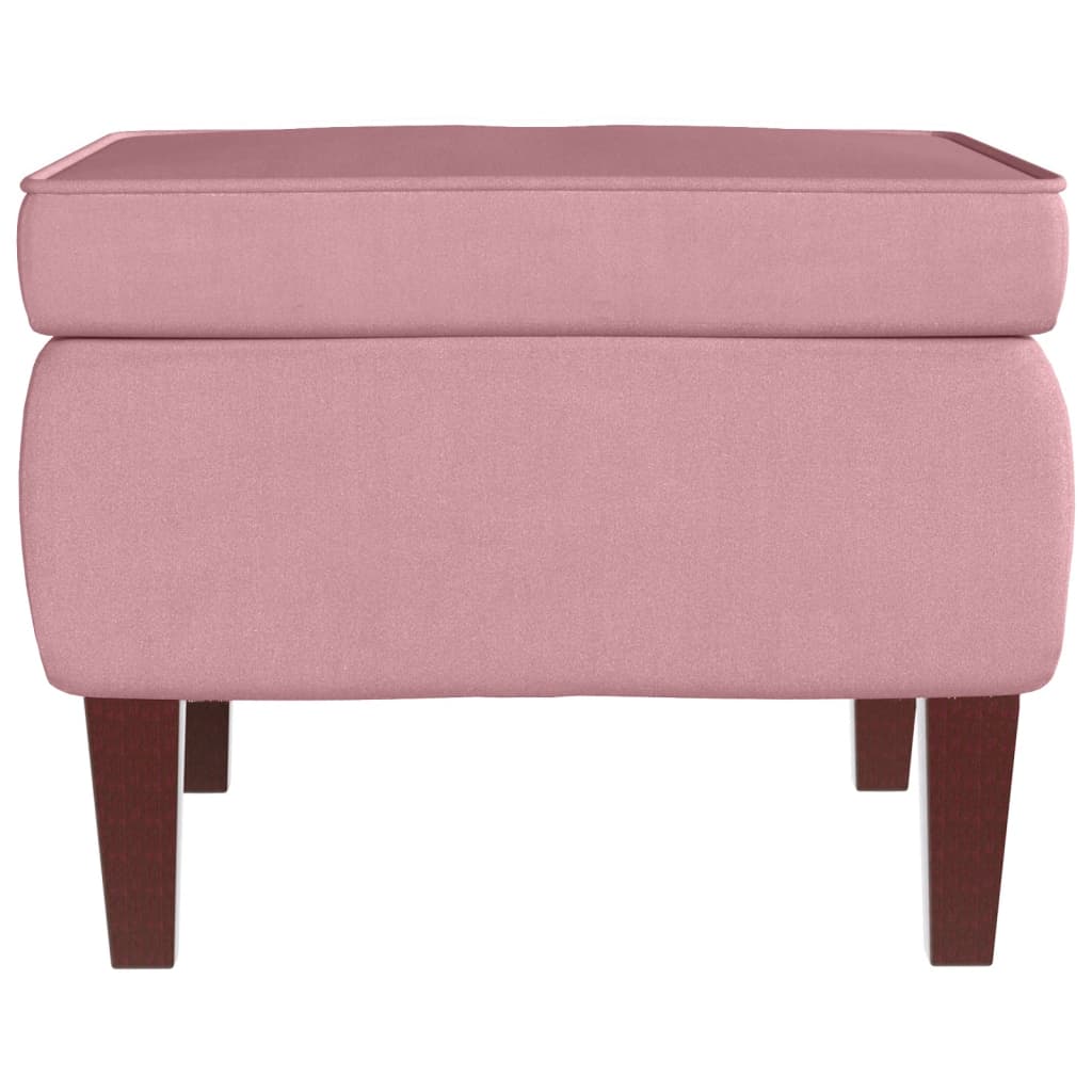 Schaukelstuhl Ohrensessel Rosa Samt und Massivholz