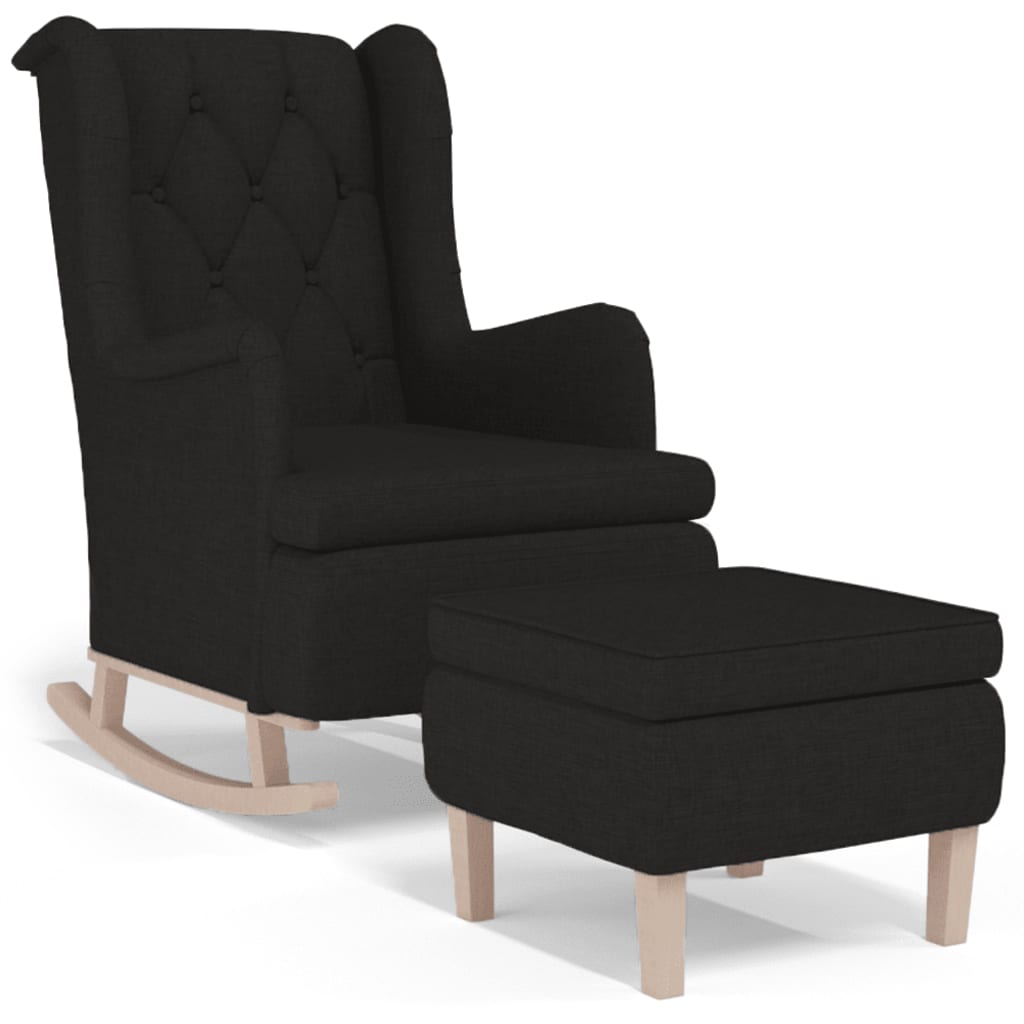 Schaukelsessel mit Hocker Schwarz Stoff