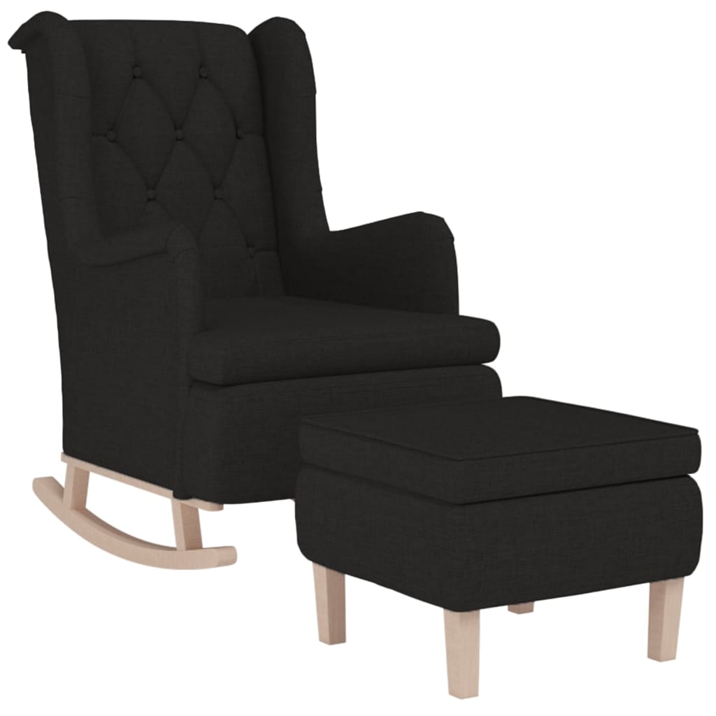 Schaukelsessel mit Hocker Schwarz Stoff