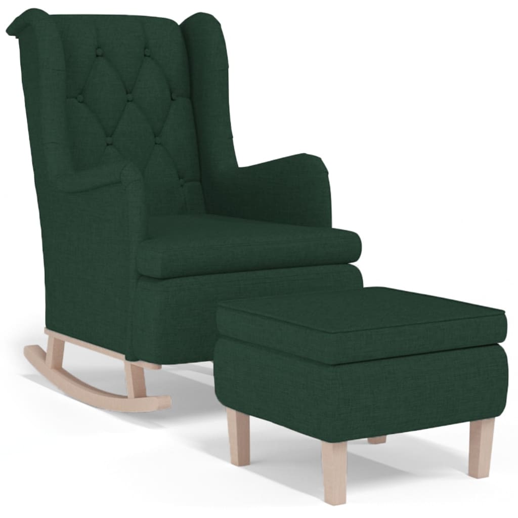 Schaukelsessel mit Hocker Dunkelgrün Stoff
