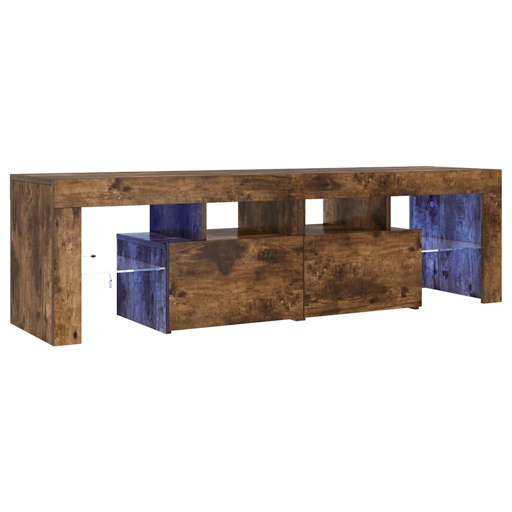 TV-Schrank mit LED-Leuchten Räuchereiche 140x36,5x40 cm