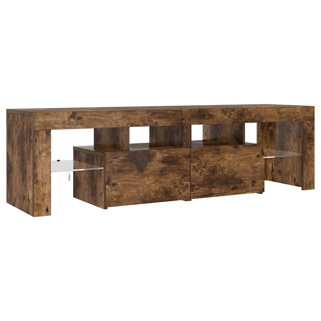 TV-Schrank mit LED-Leuchten Räuchereiche 140x36,5x40 cm