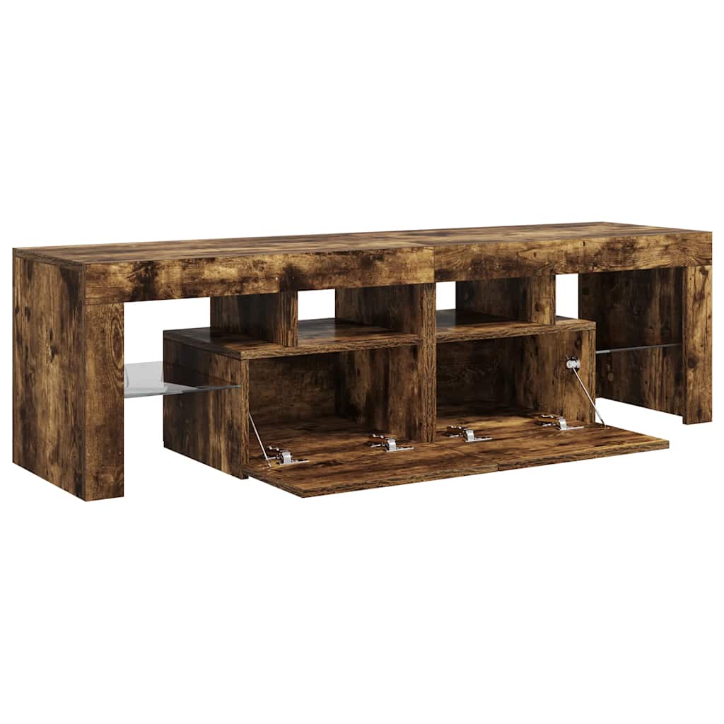 TV-Schrank mit LED-Leuchten Räuchereiche 140x36,5x40 cm