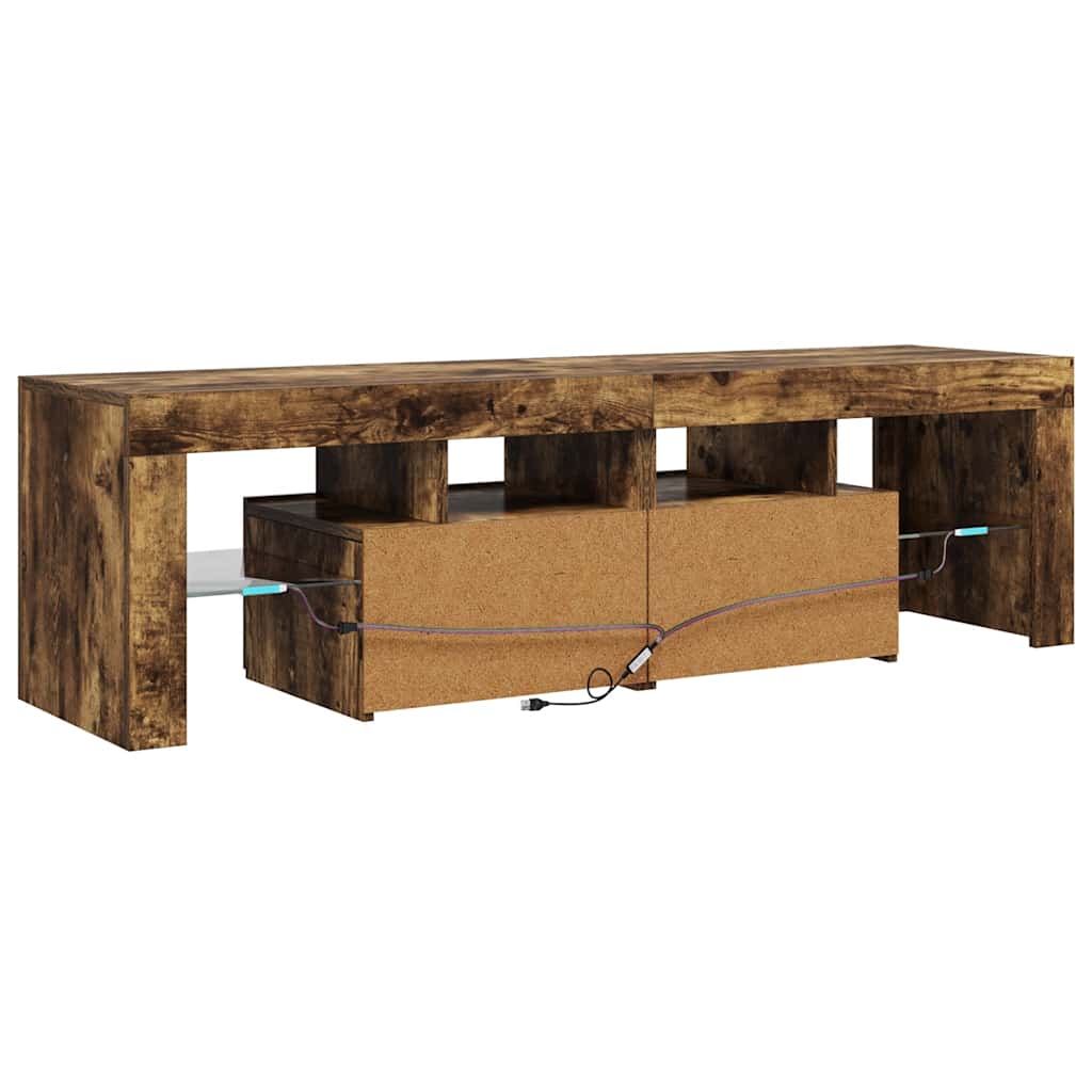 TV-Schrank mit LED-Leuchten Räuchereiche 140x36,5x40 cm