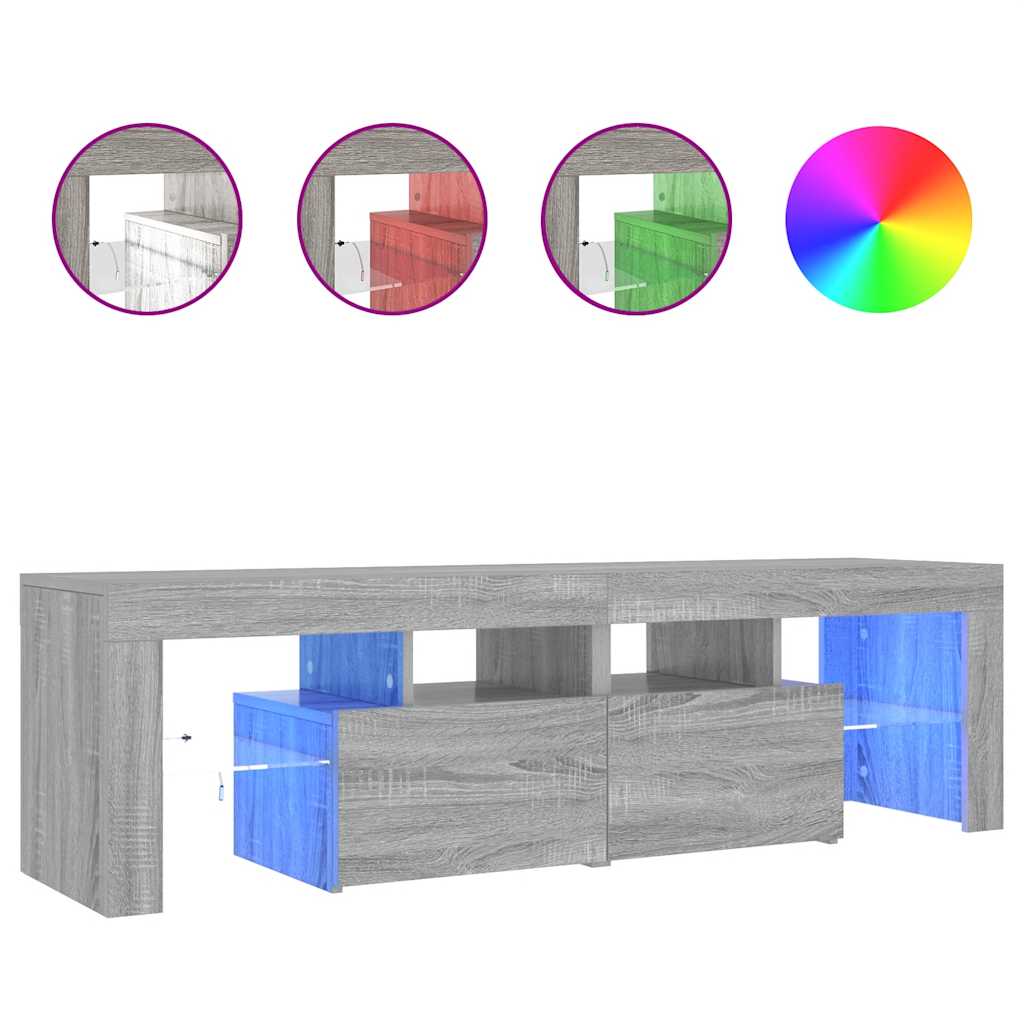TV-Schrank mit LED-Leuchten Grau Sonoma 140x36,5x40 cm