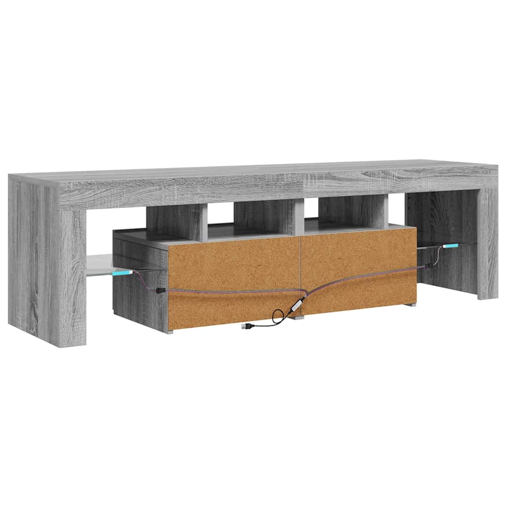 TV-Schrank mit LED-Leuchten Grau Sonoma 140x36,5x40 cm
