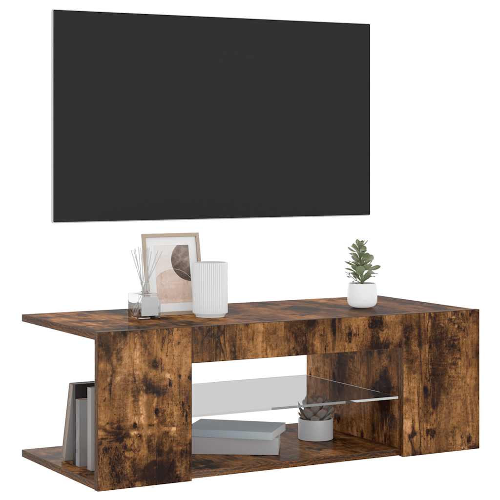 TV-Schrank mit LED-Leuchten Räuchereiche 90x39x30 cm