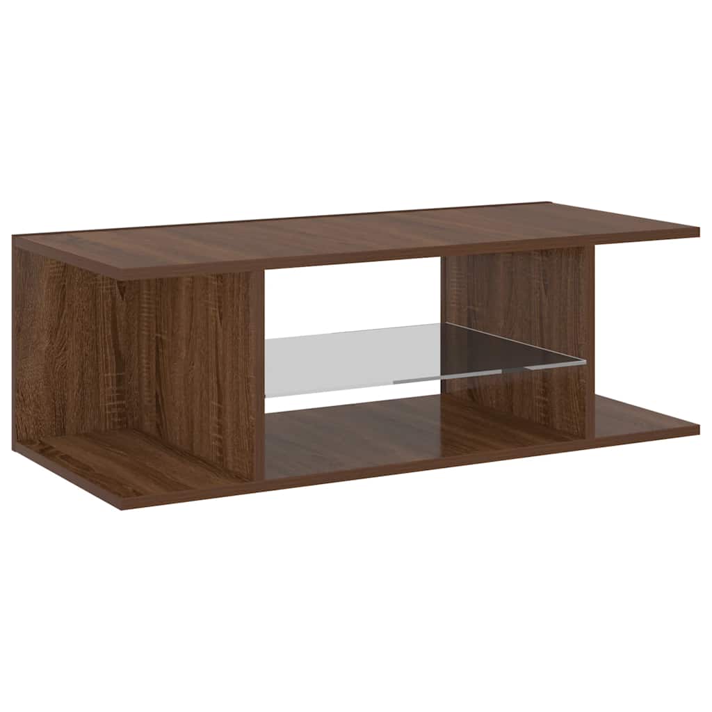 TV-Schrank mit LED-Leuchten Braun Eichen-Optik 90x39x30 cm