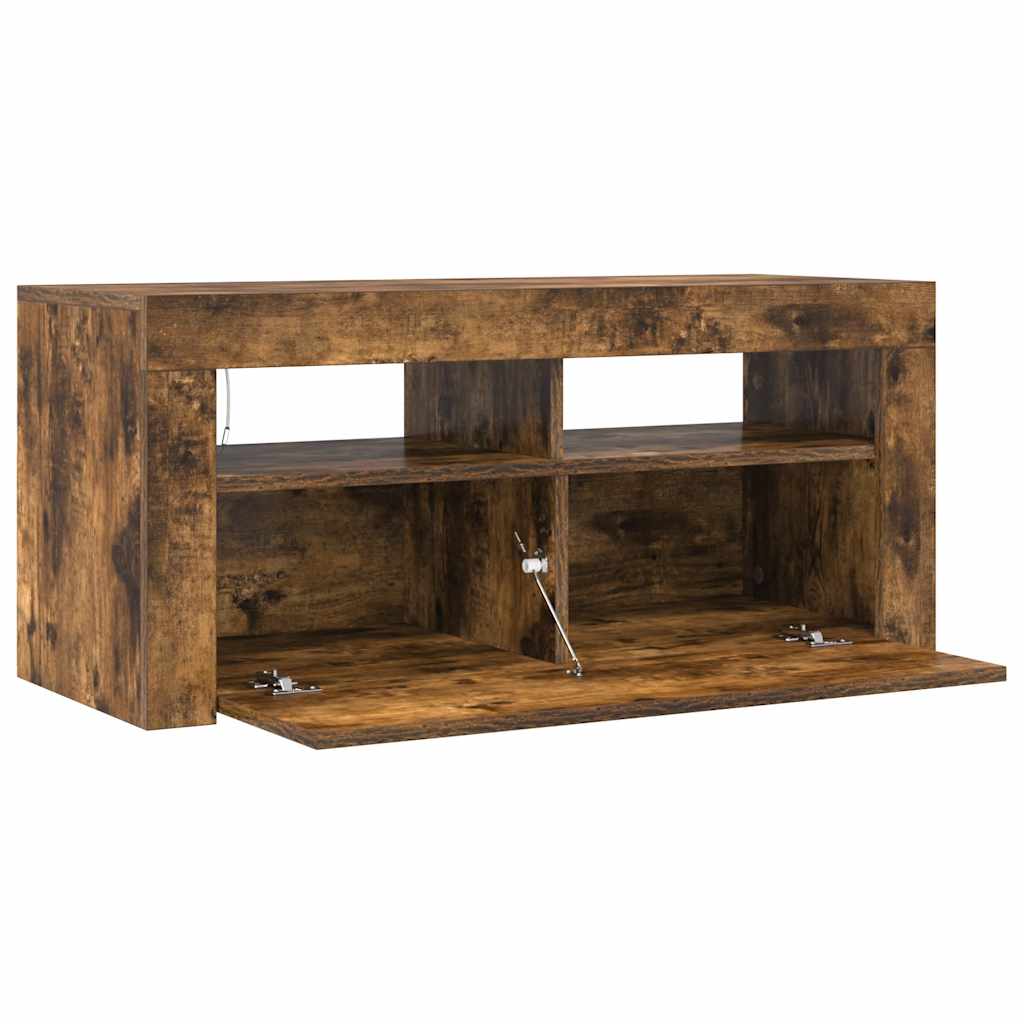 TV-Schrank mit LED-Leuchten Räuchereiche 90x35x40 cm