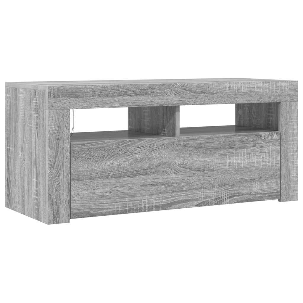 TV-Schrank mit LED-Leuchten Grau Sonoma 90x35x40 cm