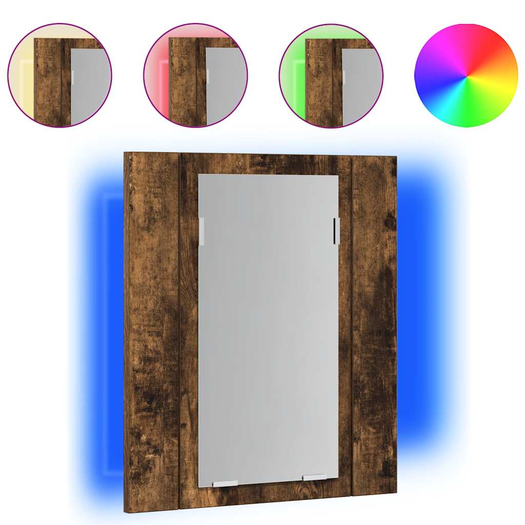 LED-Spiegelschrank Räuchereiche 40x12x45 cm Holzwerkstoff