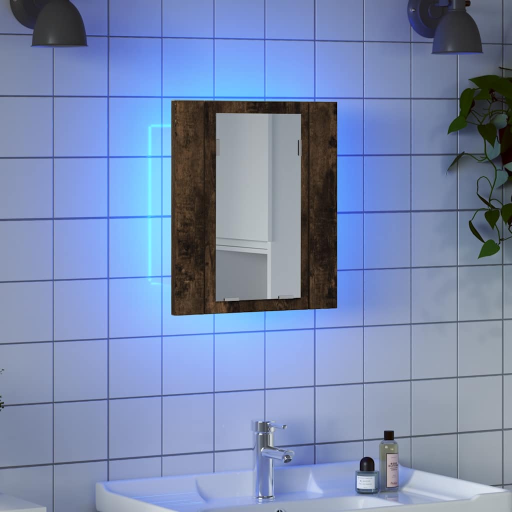 LED-Spiegelschrank Räuchereiche 40x12x45 cm Holzwerkstoff
