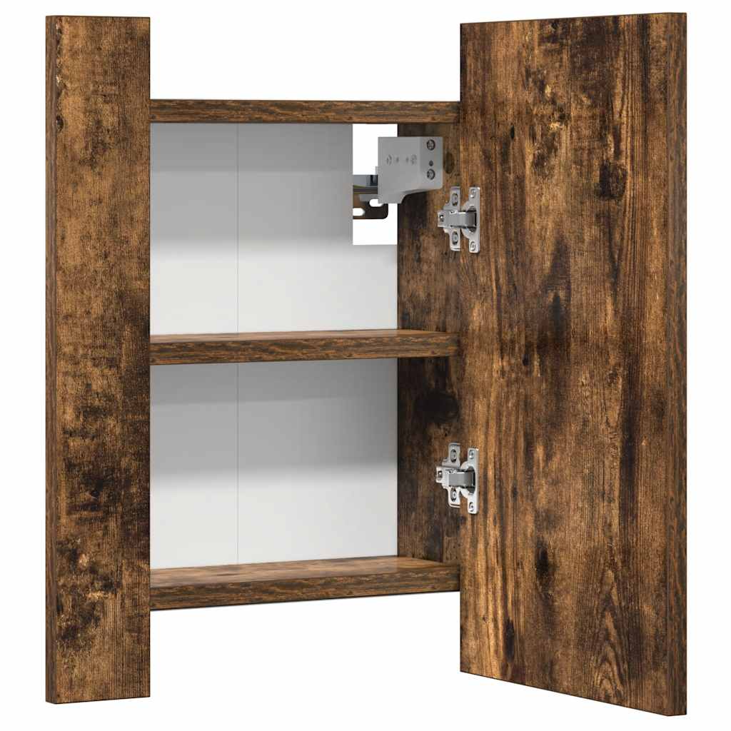 LED-Spiegelschrank Räuchereiche 40x12x45 cm Holzwerkstoff