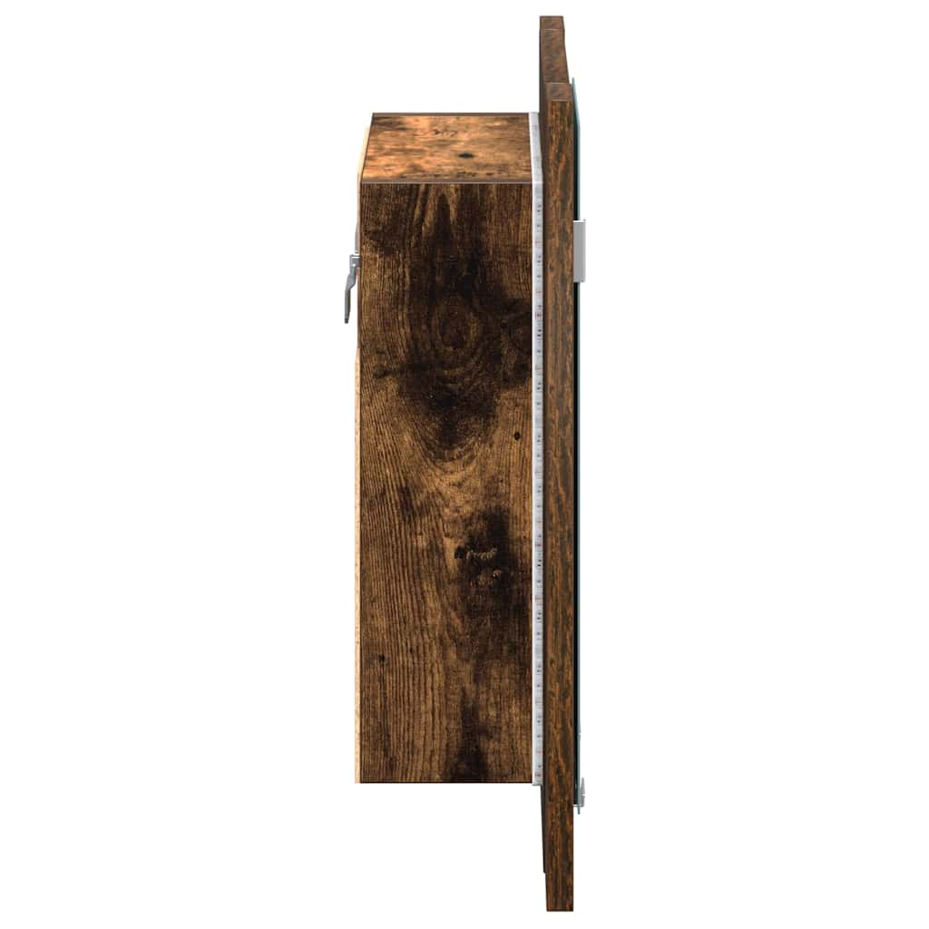 LED-Spiegelschrank Räuchereiche 40x12x45 cm Holzwerkstoff