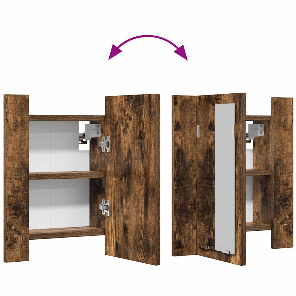 LED-Spiegelschrank Räuchereiche 40x12x45 cm Holzwerkstoff