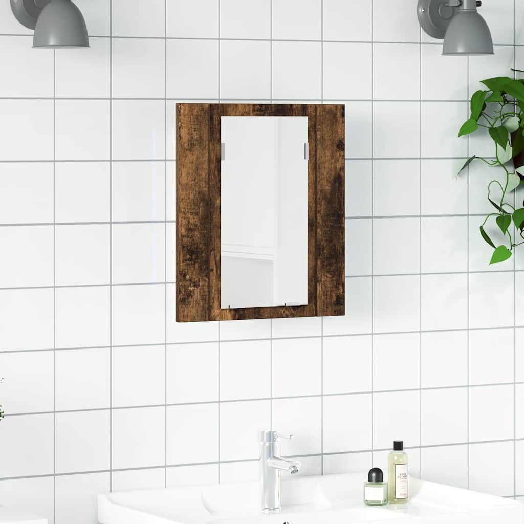 LED-Spiegelschrank Räuchereiche 40x12x45 cm Holzwerkstoff