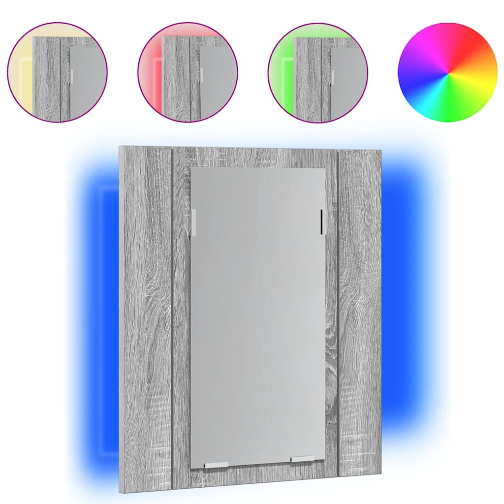 LED-Spiegelschrank Grau Sonoma 40x12x45 cm Holzwerkstoff