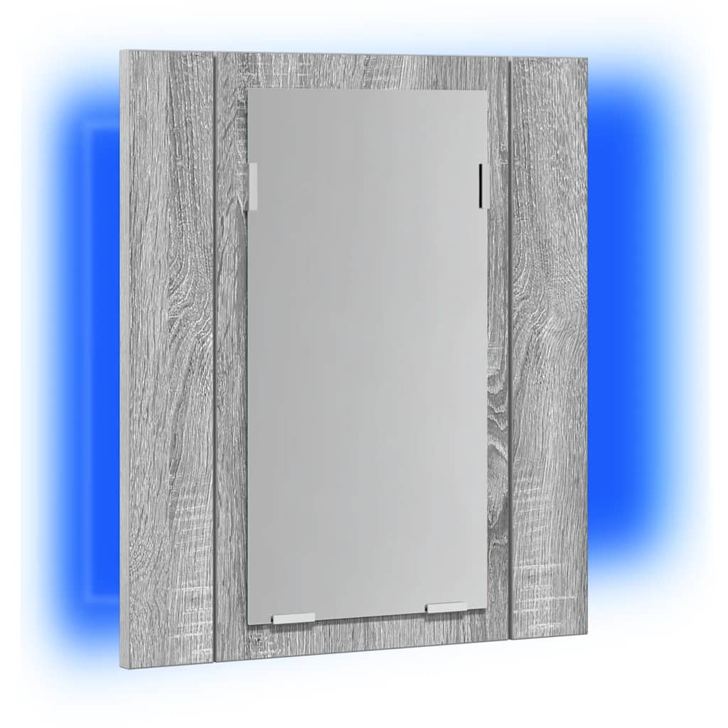 LED-Spiegelschrank Grau Sonoma 40x12x45 cm Holzwerkstoff