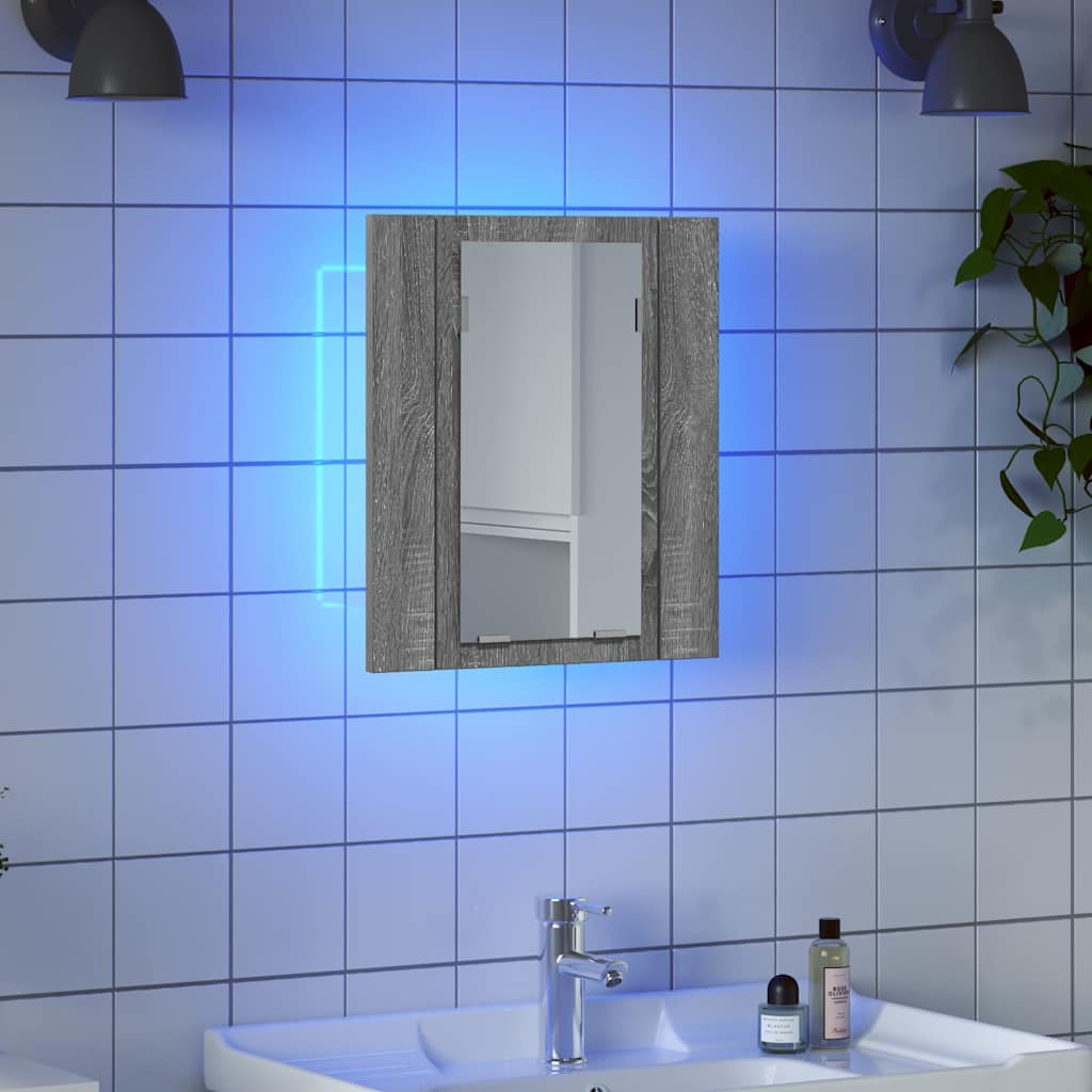 LED-Spiegelschrank Grau Sonoma 40x12x45 cm Holzwerkstoff