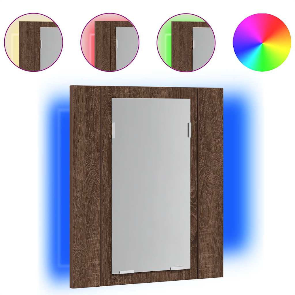 LED-Spiegelschrank Braun Eichen-Optik 40x12x45 cm Holzwerkstoff