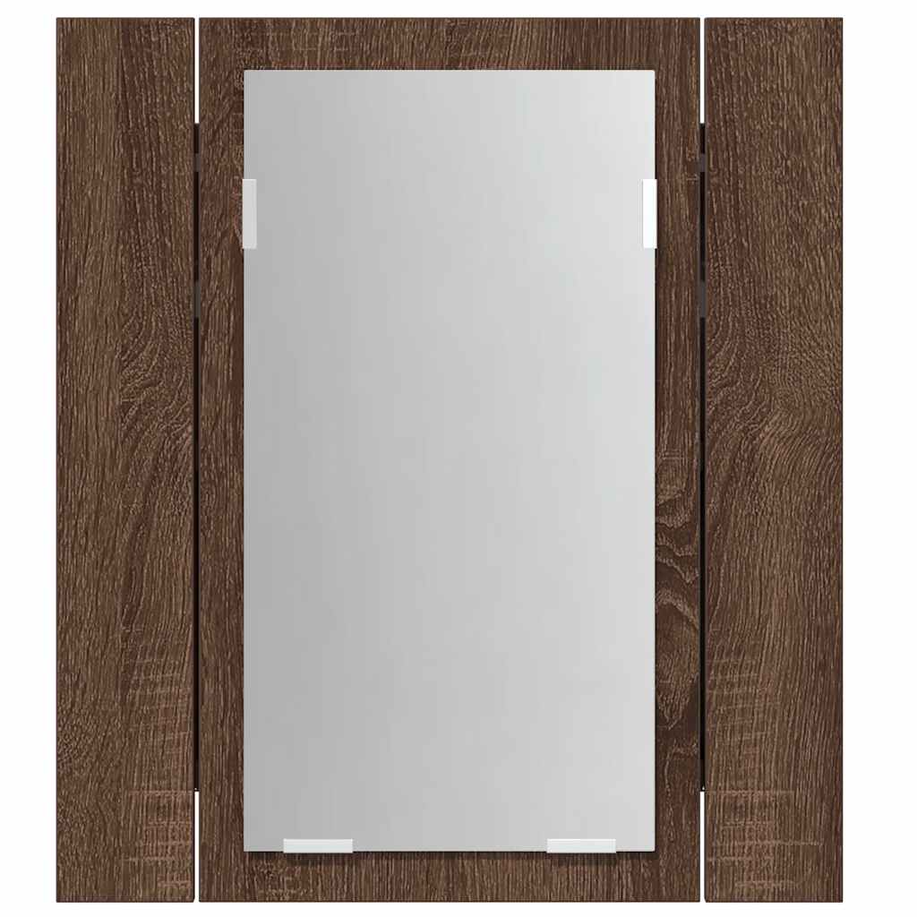 LED-Spiegelschrank Braun Eichen-Optik 40x12x45 cm Holzwerkstoff