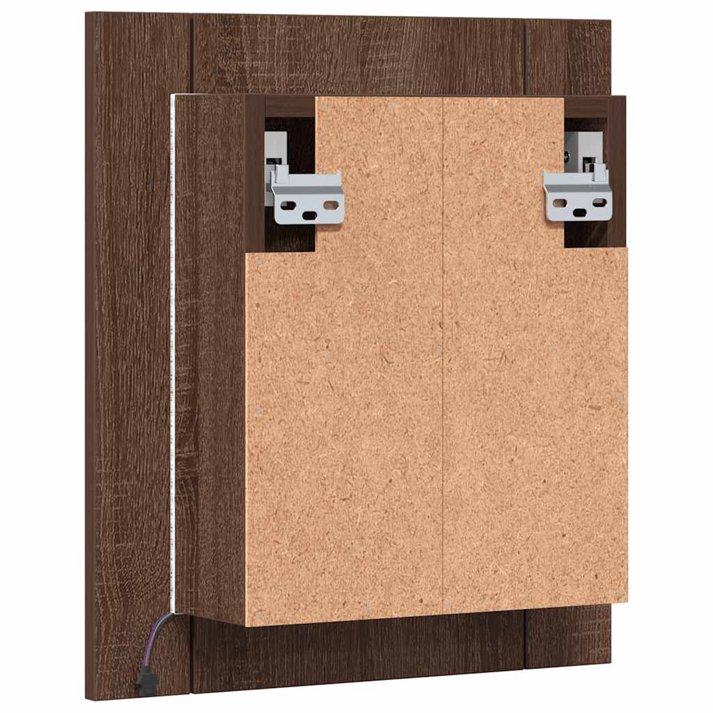 LED-Spiegelschrank Braun Eichen-Optik 40x12x45 cm Holzwerkstoff