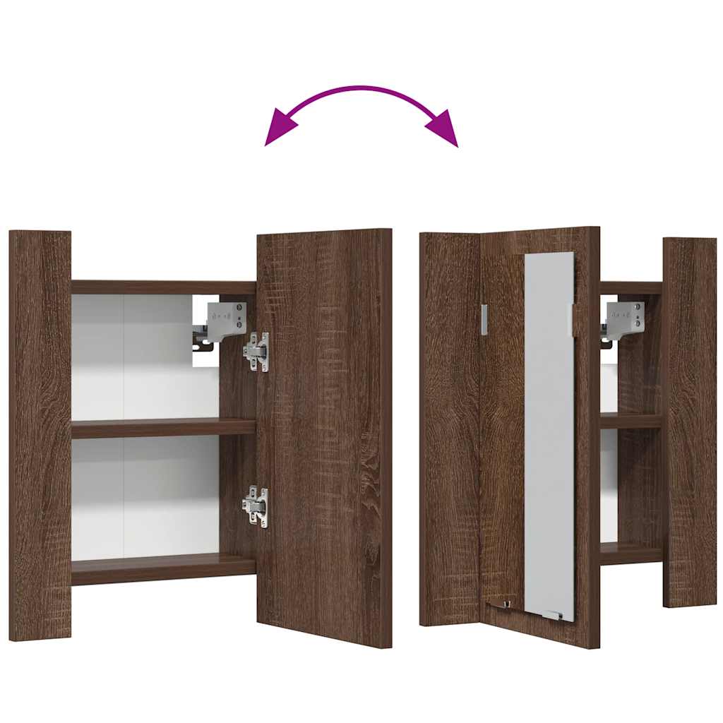LED-Spiegelschrank Braun Eichen-Optik 40x12x45 cm Holzwerkstoff