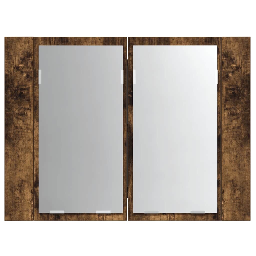 LED-Spiegelschrank Räuchereiche 60x12x45 cm Holzwerkstoff