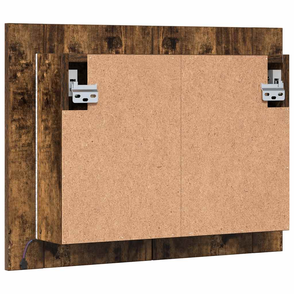 LED-Spiegelschrank Räuchereiche 60x12x45 cm Holzwerkstoff