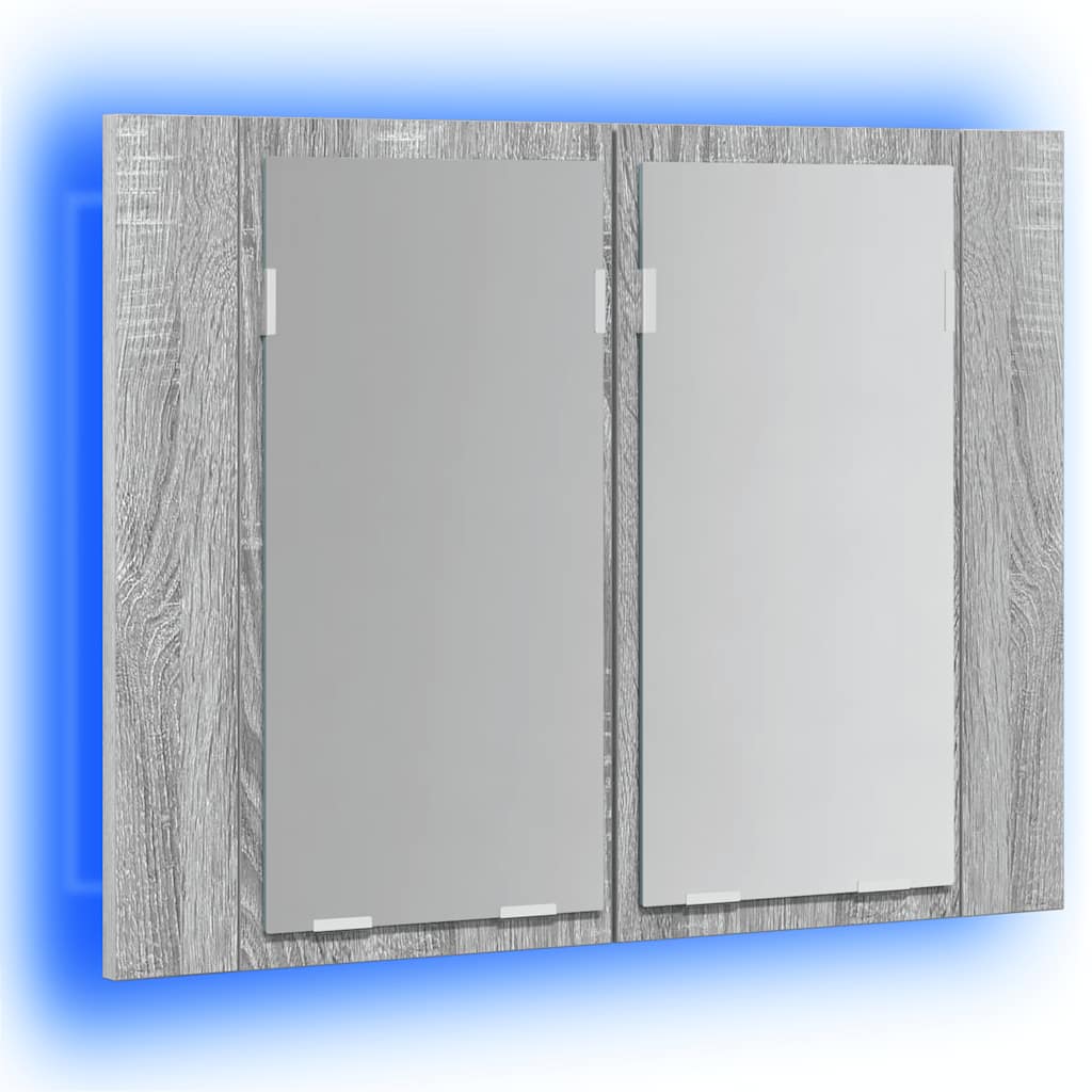 LED-Spiegelschrank Grau Sonoma 60x12x45 cm Holzwerkstoff