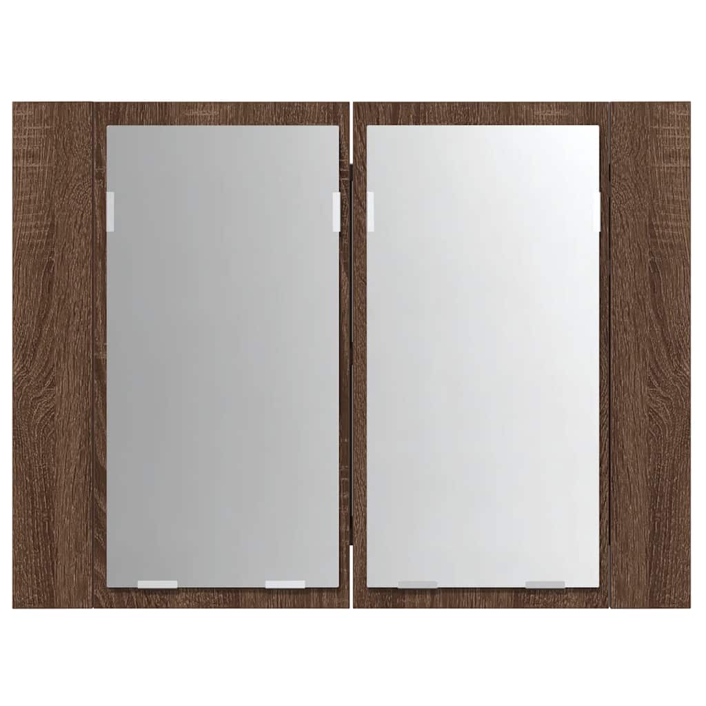 LED-Spiegelschrank Braun Eichen-Optik 60x12x45 cm Holzwerkstoff