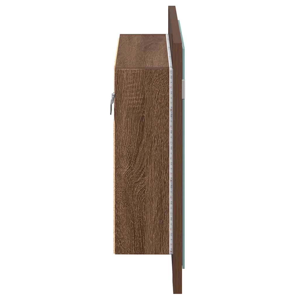 LED-Spiegelschrank Braun Eichen-Optik 60x12x45 cm Holzwerkstoff