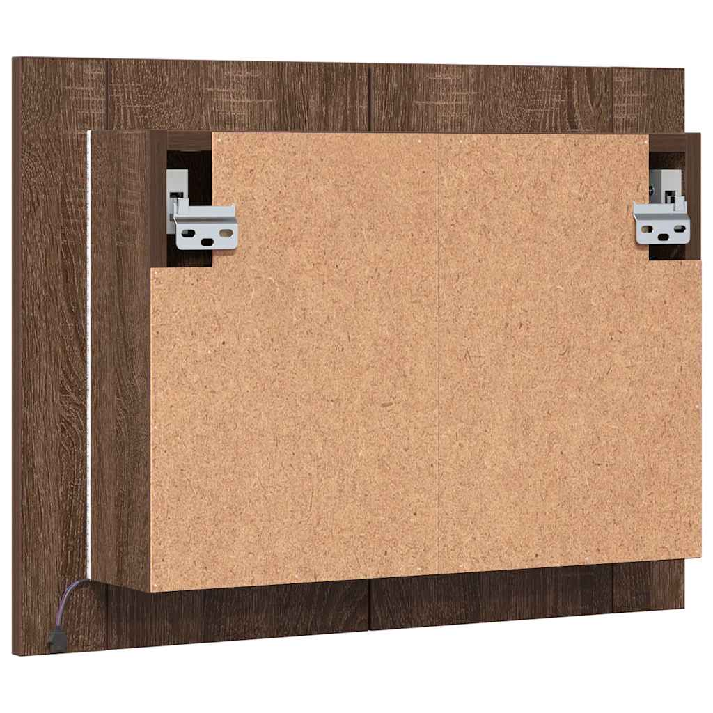 LED-Spiegelschrank Braun Eichen-Optik 60x12x45 cm Holzwerkstoff