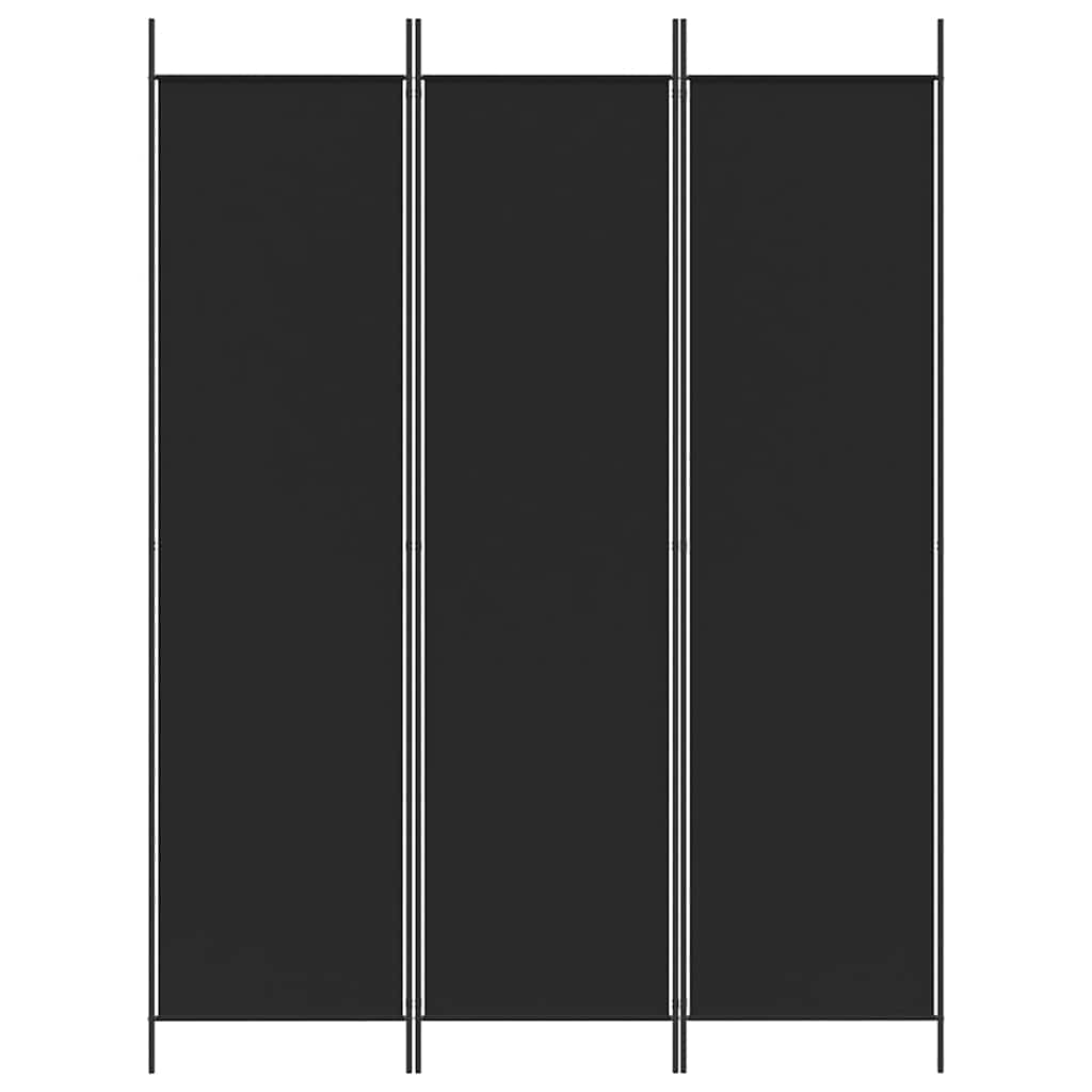 3-tlg. Paravent Schwarz 150x200 cm Stoff