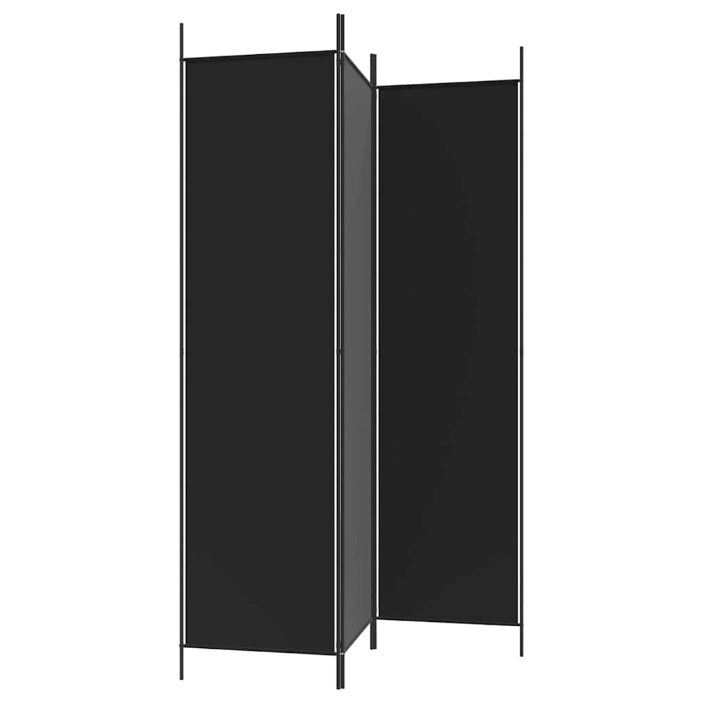 3-tlg. Paravent Schwarz 150x200 cm Stoff