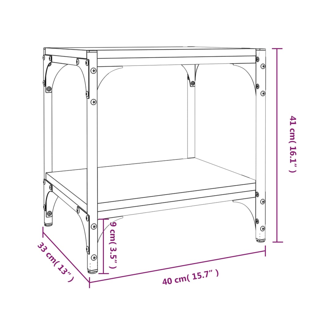 TV-Schrank Braun Eichen-Optik 40x33x41 cm Holzwerkstoff Stahl