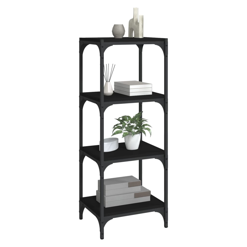 Bücherregal Schwarz 40x33x100 cm Holzwerkstoff und Stahl