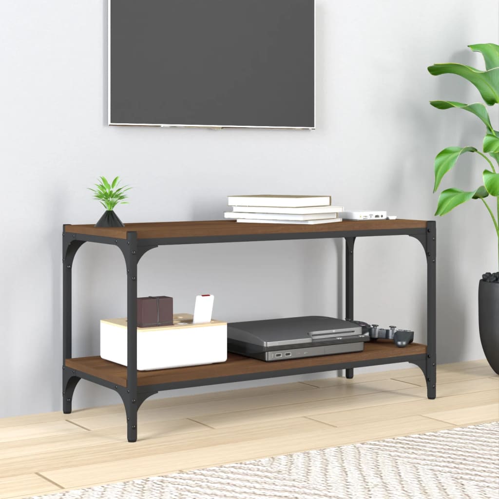 TV-Schrank Braun Eichen-Optik 80x33x41 cm Holzwerkstoff Stahl