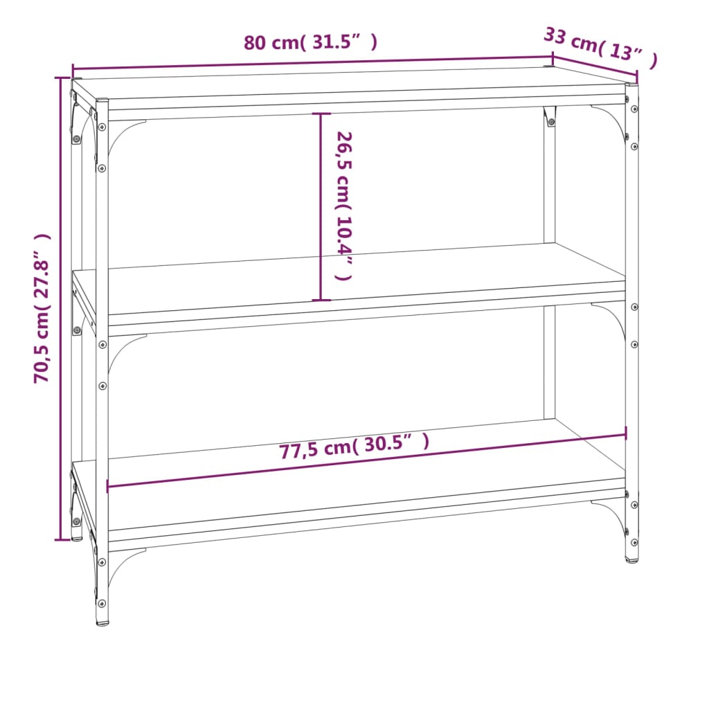 Bücherregal Sonoma-Eiche 80x33x70,5 cm Holzwerkstoff und Stahl