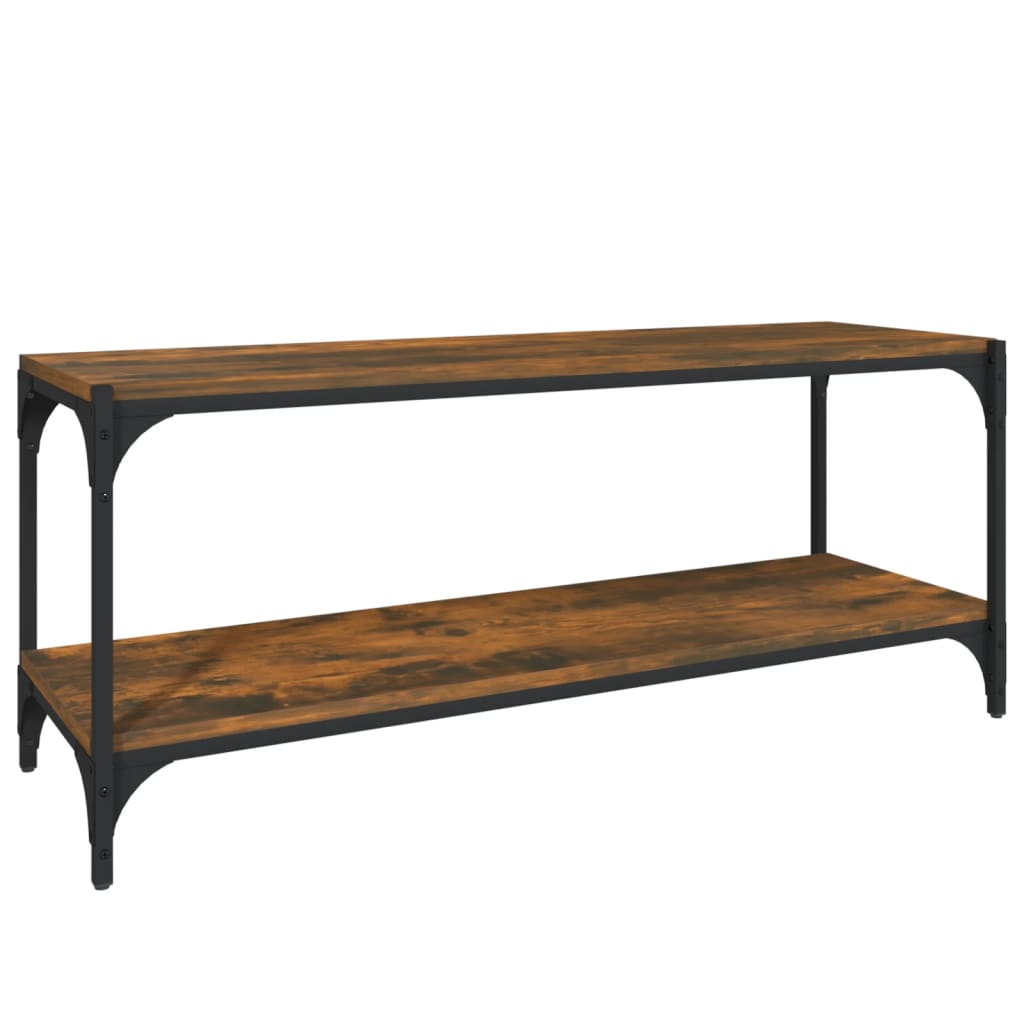 TV-Schrank Räuchereiche 100x33x41 cm Holzwerkstoff und Stahl