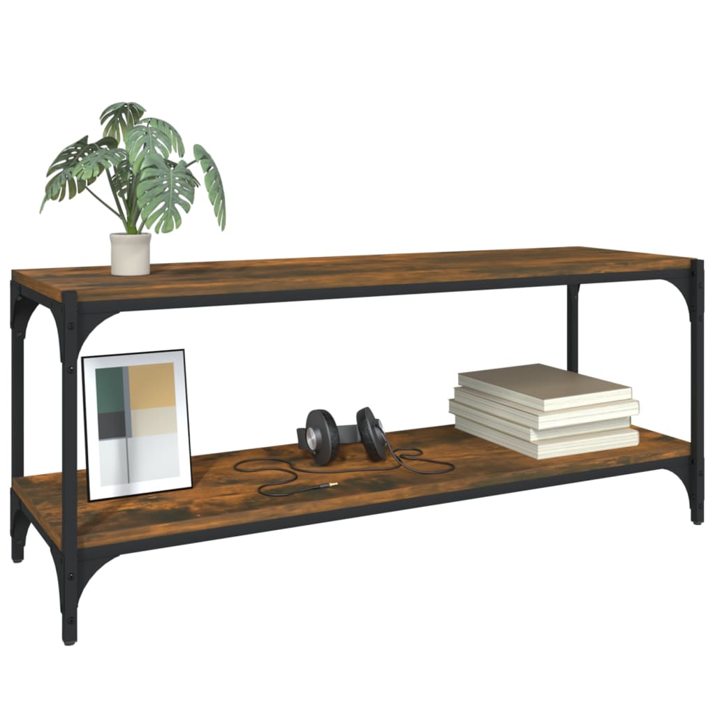 TV-Schrank Räuchereiche 100x33x41 cm Holzwerkstoff und Stahl