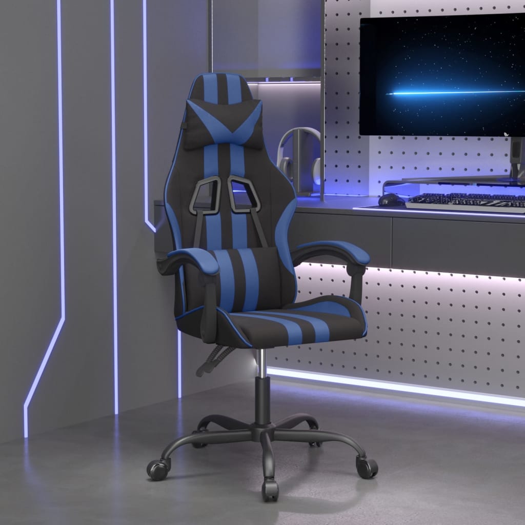 Gaming-Stuhl Drehbar Schwarz und Blau Kunstleder