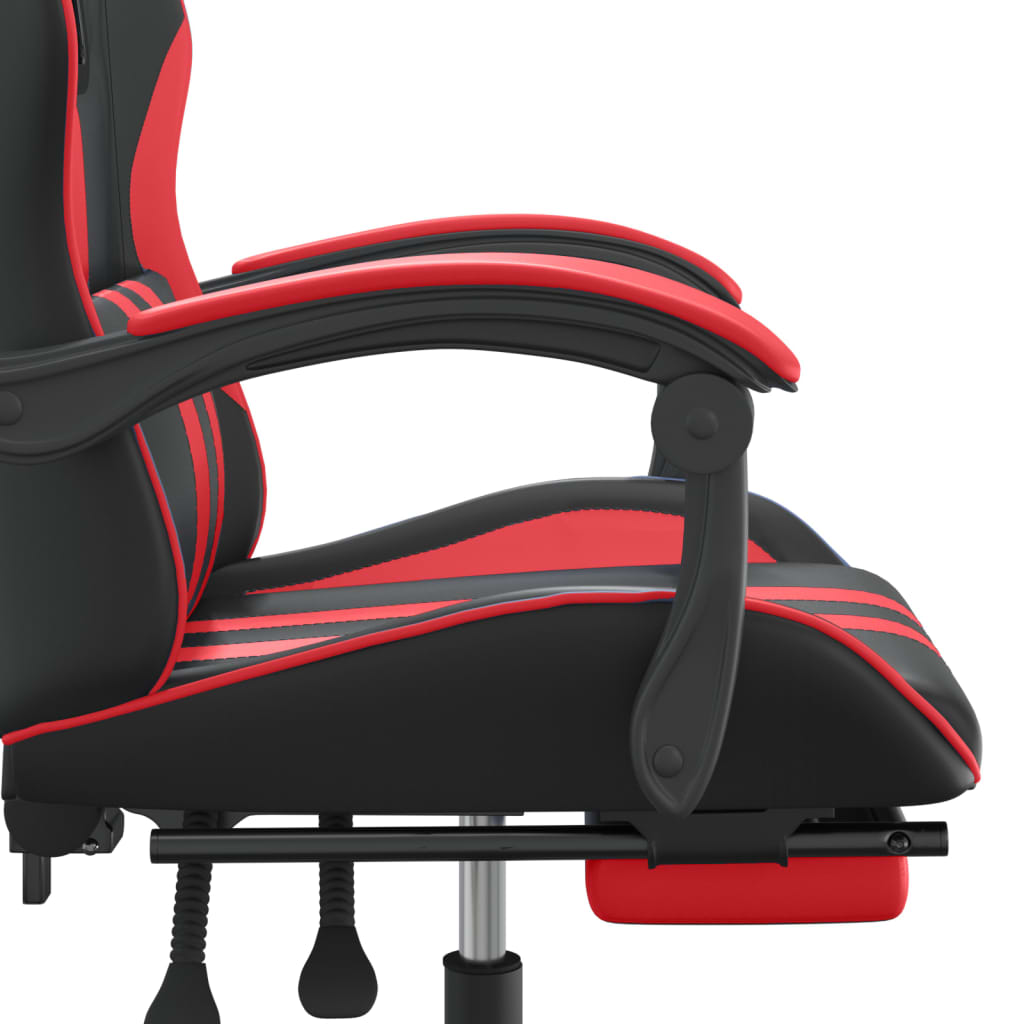 Gaming-Stuhl mit Fußstütze Drehbar Schwarz & Rot Kunstleder